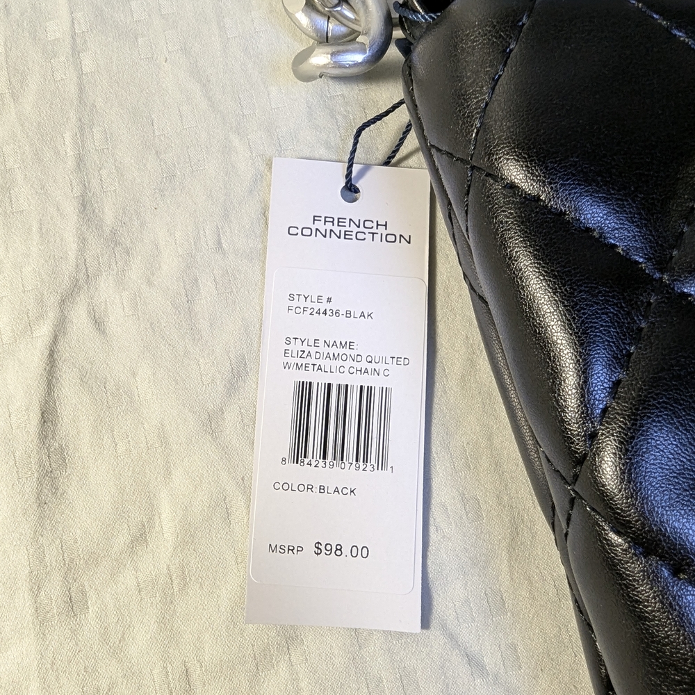 French Connection Black Quilted Shoulder Bag - Picture 4 of 9